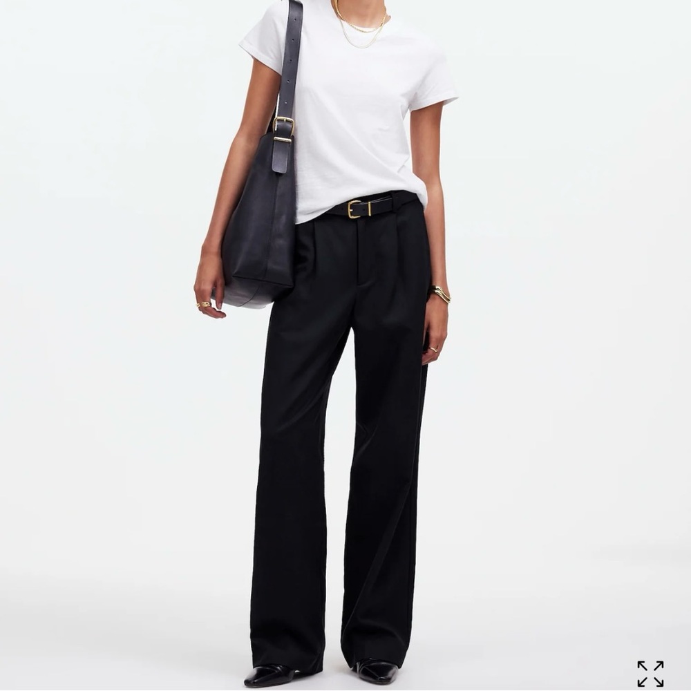 Madewell Black Slouchy Straight Pants in Drapey Twill